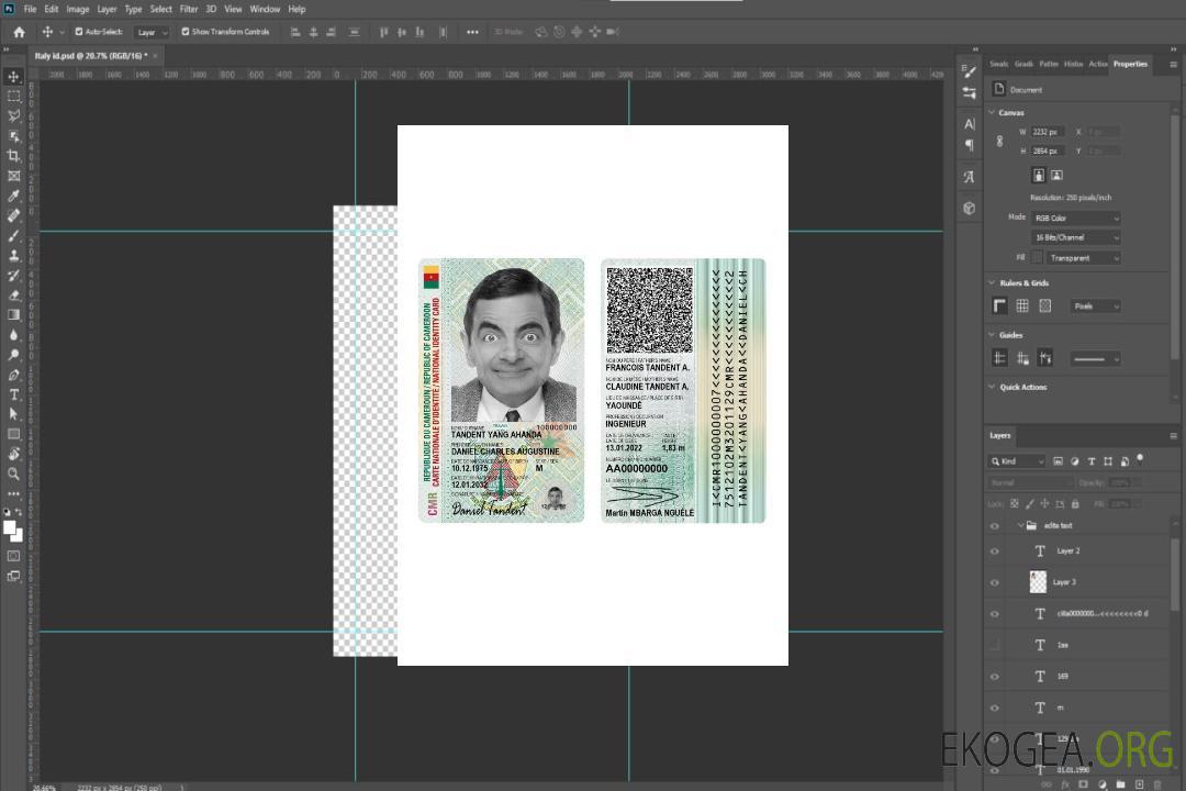 Carte d'identité du Cameroun 2022-présent template Carte d'identité du Cameroun 2022-présent template